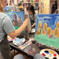 Wine & Design - Our paintings of the Charlotte skyline.