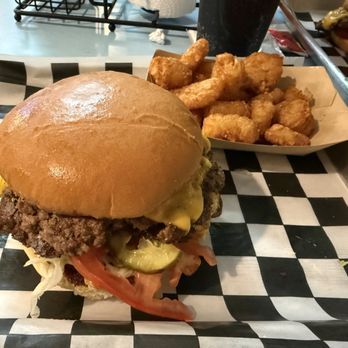 Dad Jokes Cheesyburger - Daddy Stack burger and Tots - Burgers Near Me - Frisco, Texas Dad Jokes Cheesyburger - Daddy Stack burger and Tots - Burgers Near Me - Frisco, Texas