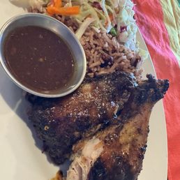 Jerk chicken (says spicey but wasn't overly spicey) Jerk chicken (says spicey but wasn't overly spicey)
