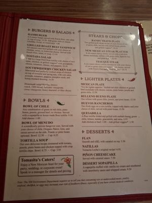 Menu photo 1 Tomasita's Santa Fe, NM Menu photo 1 Tomasita's Santa Fe, NM