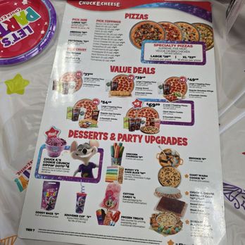 Chuck E. Cheese - Menu - 9/27/25 - Arcades Near Me - Roseville, California