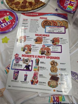 Menu photo 2 Chuck E. Cheese Roseville, CA