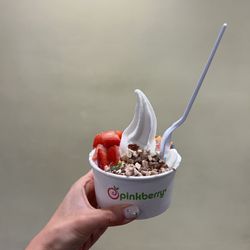 Pinkberry - plain with strawberries, almonds, mochi, cereal