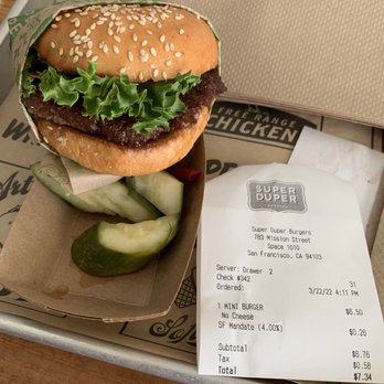 Super Duper Burgers - $6.50 Mini Burger {3/22/2022} - Burgers Near Me - San Francisco, California Super Duper Burgers - $6.50 Mini Burger {3/22/2022} - Burgers Near Me - San Francisco, California