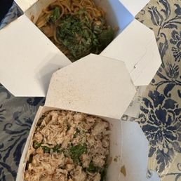 Customized (top), Chesapeake crab noodle stir fry (bottom)