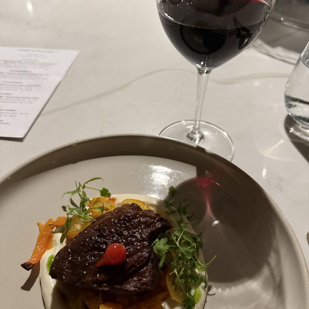 Lele Kitchen - Braised wagyu short rib with cauliflower puree, squash, and citrus - Wine Bars Near Me - Los Gatos, California Lele Kitchen - Braised wagyu short rib with cauliflower puree, squash, and citrus - Wine Bars Near Me - Los Gatos, California