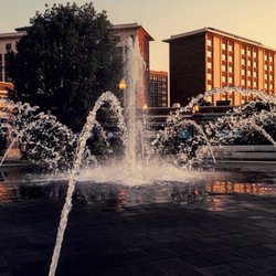 Indiana State University Fountain- Dede Plaza - Early morning walks by the fountain