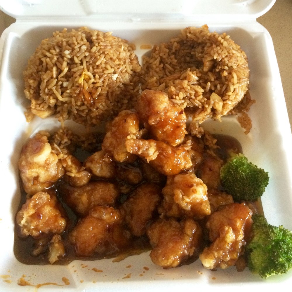 General Tso's with Chicken Fried Rice. (You can specify how mild or spicy you would like your food!)