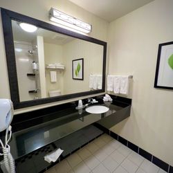Bathroom in the two queen studio suite - tons of counter space