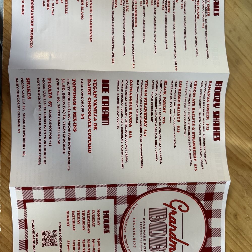Grandma Bob's - Menu - Pizza Near Me - Detroit, Michigan