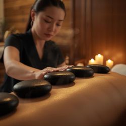 Expert hot stone massage for deep muscle relief.