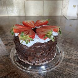 Edible Arrangements - Chocolate cake w/ strawberries uncovered