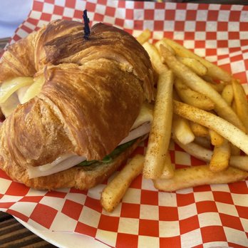 Time Out Cafe - Turkey Croissant Sandwich with French Fries - Cafes Near Me - Vista, California
