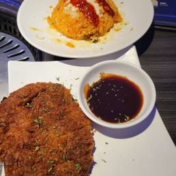 Cheese tonkatsu and kimchi fried rice Cheese tonkatsu and kimchi fried rice
