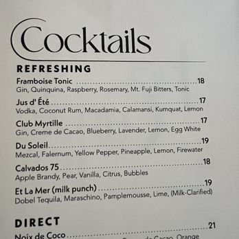 Le Coq - Du Soleil is like smokey margarita. - French Near Me - La Jolla, California