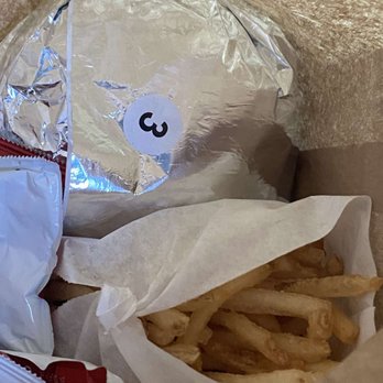 Buddy's Burger - When you have multiple orders the numbered burgers help to know who's it is (Reg fries pictured) - Burgers Near Me - Austin, Texas Buddy's Burger - When you have multiple orders the numbered burgers help to know who's it is (Reg fries pictured) - Burgers Near Me - Austin, Texas
