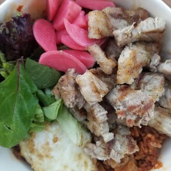 Marinate Korean BBQ - Kimchi Fried Rice bowl with extra Pork Belly, fried egg included - photo cred: @_itsrunana - Korean Near Me - Long Beach, California Marinate Korean BBQ - Kimchi Fried Rice bowl with extra Pork Belly, fried egg included - photo cred: @_itsrunana - Korean Near Me - Long Beach, California