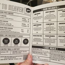 Gami Chicken and Beer - Gami menu
