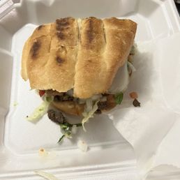 Torta (asada) - this is only 1/2 the sandwich. Torta (asada) - this is only 1/2 the sandwich.