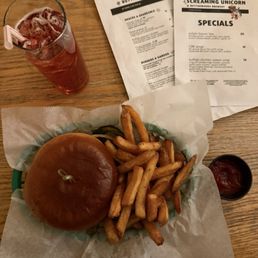 Unicorn Smash Burger with Seasoned Fries