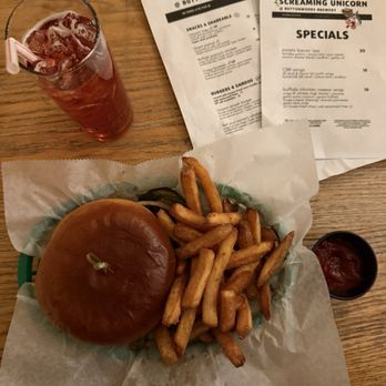 Screaming Unicorn - Unicorn Smash Burger with Seasoned Fries - Salad Near Me - Providence, Rhode Island