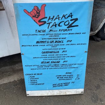 Shaka Tacoz - Menu - Mexican Near Me - Captain Cook, Hawaii