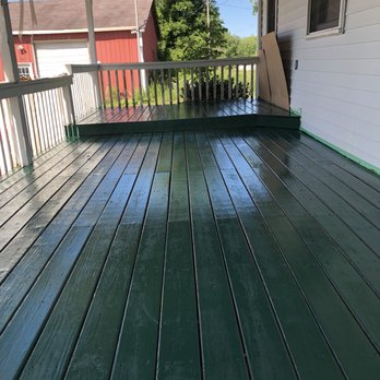 Conlay's Power Washing - a deck with green paint - Snow Removal Near Me Conlay's Power Washing - a deck with green paint - Snow Removal Near Me