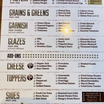 The Hangry Bison - Menu as of August 2022 - bulls your own burger - Burgers Near Me - Winter Garden, Florida The Hangry Bison - Menu as of August 2022 - bulls your own burger - Burgers Near Me - Winter Garden, Florida