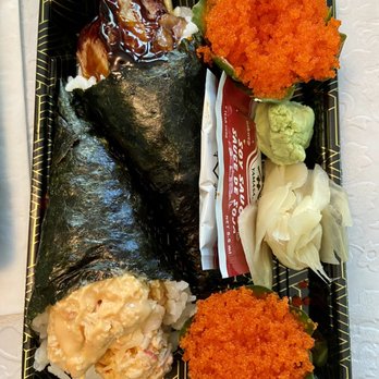 Lucky Sushi - Eel & Cucumber hand roll Spicy Crab hand roll Flying Fish Roe sashimi - Sushi Bars Near Me - Huntington Station, New York Lucky Sushi - Eel & Cucumber hand roll Spicy Crab hand roll Flying Fish Roe sashimi - Sushi Bars Near Me - Huntington Station, New York