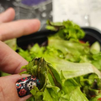 WaBa Grill - a hand holding a piece of lettuce - Asian Fusion Near Me - Riverside, California