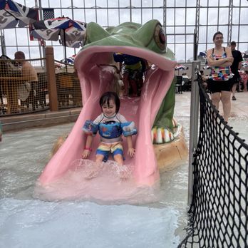 Zehnder's Splash Village - I don't know how many times he went down this slide but it was a lot! - Hotels Near Me - Frankenmuth, Michigan