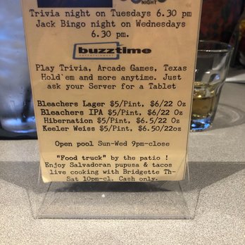 Bleachers Sports Grill - They added trivia on tuesdays Bingo on Wednesday's - Sports Bars Near Me - Phoenix, Arizona Bleachers Sports Grill - They added trivia on tuesdays Bingo on Wednesday's - Sports Bars Near Me - Phoenix, Arizona