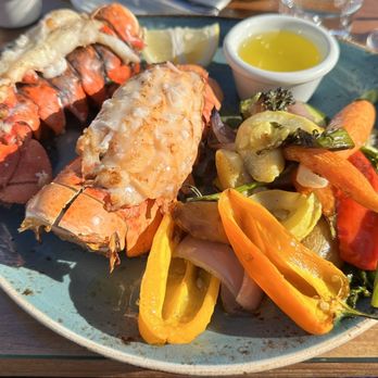 Chart House - Twin Lobster Tails with drawn butter & vegetables - Seafood Near Me - Dana Point, California Chart House - Twin Lobster Tails with drawn butter & vegetables - Seafood Near Me - Dana Point, California