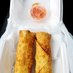 Ginger's Cafe - Korean Egg Rolls - These are huge and full of glass noodles, veggies, and some meat.