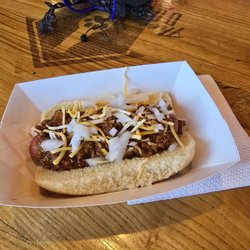 The Dog House - Cony dog with onions and shredded cheese