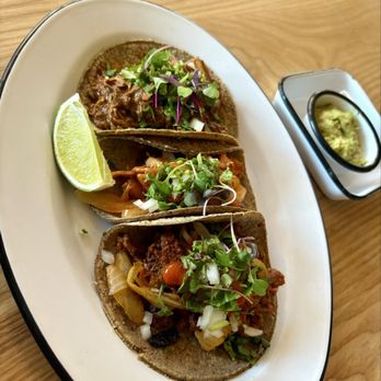 Cielo Rojo - chicken mole, chicken tinga, and al pastor tacos -- all full of flavor and perfectly seasoned. - Mexican Near Me - Takoma Park, Maryland
