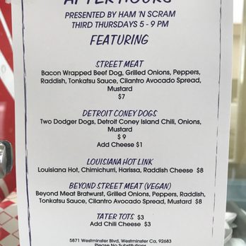 Ham 'n Scram - Every 3rd Thursday of the month Ham 'n Scram has an "After Hours" menu of different food - Breakfast & Brunch Near Me - Westminster, California Ham 'n Scram - Every 3rd Thursday of the month Ham 'n Scram has an "After Hours" menu of different food - Breakfast & Brunch Near Me - Westminster, California