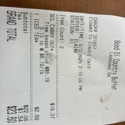 Good Ol Buffet - To go total!