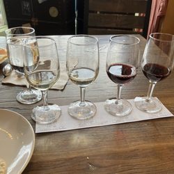 Manitou Winery - Our flight of wine samples.