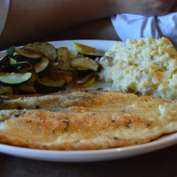 Finn's Fish House - Pan Fried Trout with mashed potato and vegetables (Highly recommended for fish eaters) - Seafood Near Me - Seaside, Oregon