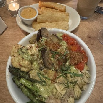 Westville Long Island City - Chicken Thigh Pesto Rice Bowl and a side of yuca fries - American Near Me - Queens, New York Westville Long Island City - Chicken Thigh Pesto Rice Bowl and a side of yuca fries - American Near Me - Queens, New York