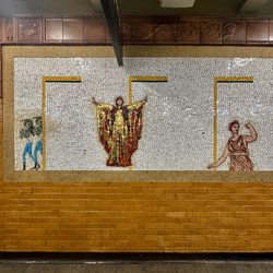 MTA - 66th Street Lincoln Center Subway Station - 66th St Lincoln Centrer Subway Station (1) - Nancy Spero "Artemis, Actobats, Divas and Dancers" 1999, Downtown Platform