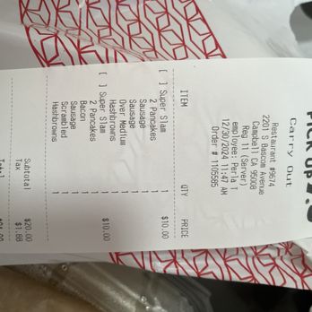 Denny's - Receipt - Breakfast & Brunch Near Me - Campbell, California