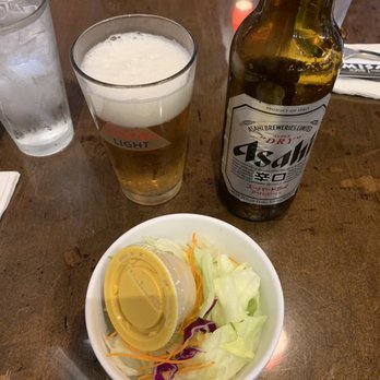 Misawa Sushi Bar - Asahi beer and Ginger salad - Sushi Bars Near Me - Louisville, Kentucky