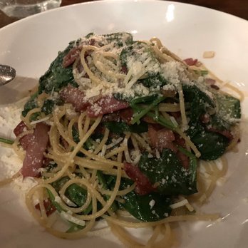 Pisticci - Spaghetti with prosciutto and baby spinach - Italian Near Me - New York, New York Pisticci - Spaghetti with prosciutto and baby spinach - Italian Near Me - New York, New York
