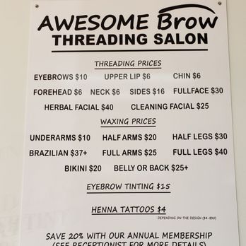 Awesome Brow Threading Salon - Services and prices as of 1/2020 - Henna Artists Near Me - Fort Worth, Texas