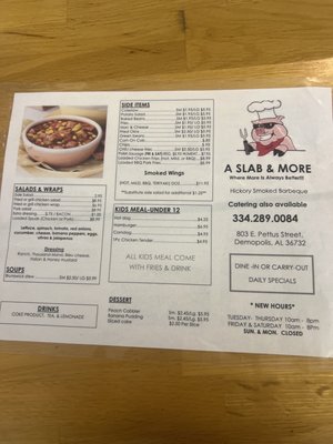 Menu photo 3 A Slab And More Demopolis, AL