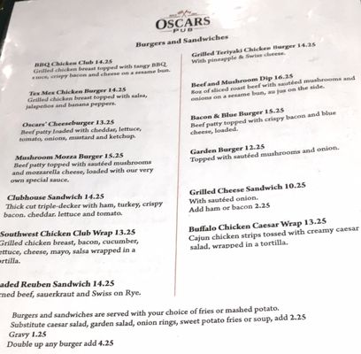 Menu photo 3 Oscars Pub Sherwood Park, AB