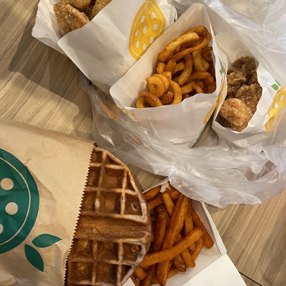 Quickly - Ube waffle, popcorn chicken and fries - Bubble Tea Near Me - Hayward, California Quickly - Ube waffle, popcorn chicken and fries - Bubble Tea Near Me - Hayward, California