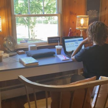 Astraea Coffee - The two seater desk we were seated at. - Coffee & Tea Near Me - Virginia Beach, Virginia